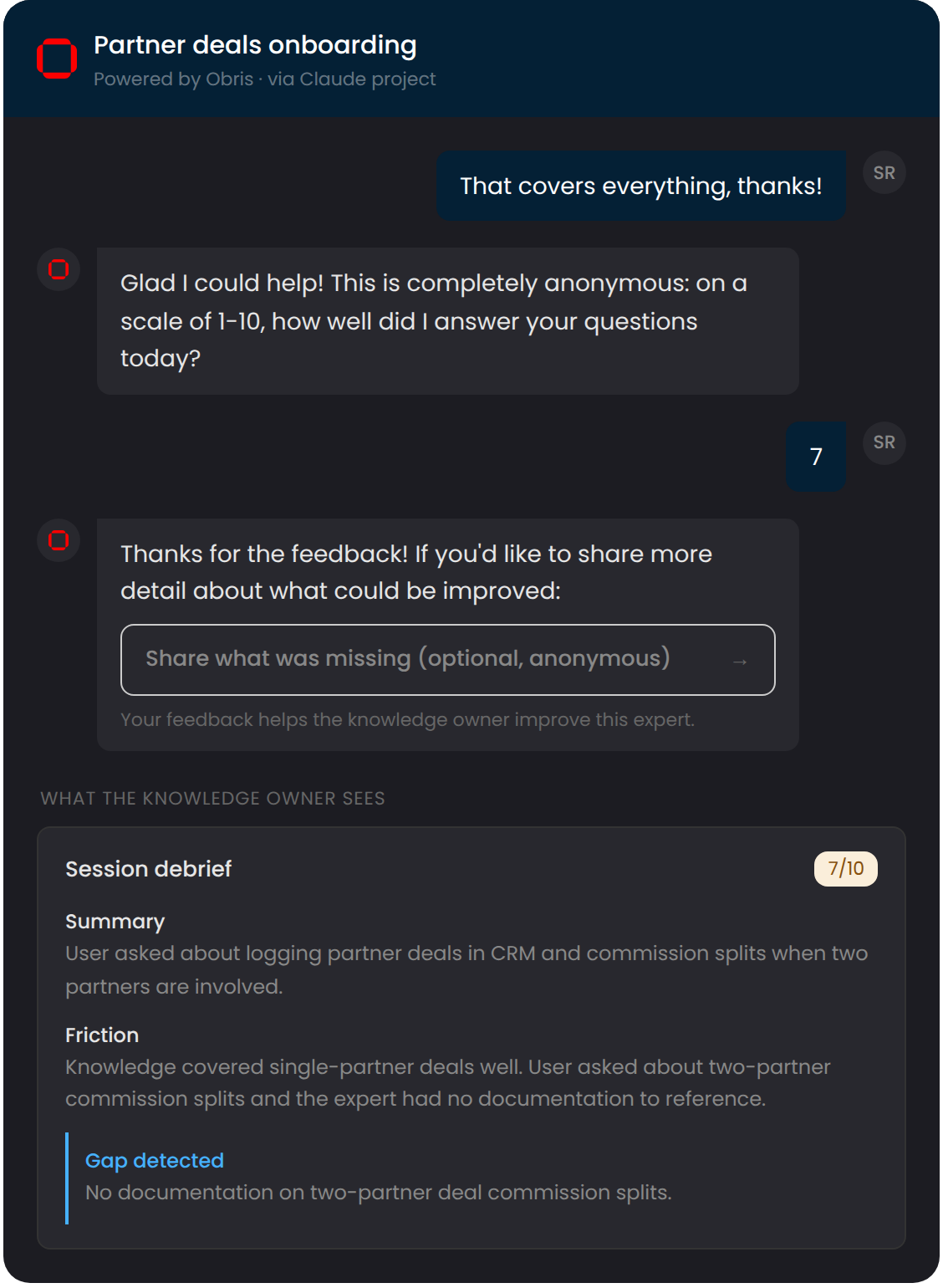 Anonymous feedback and AI session debrief