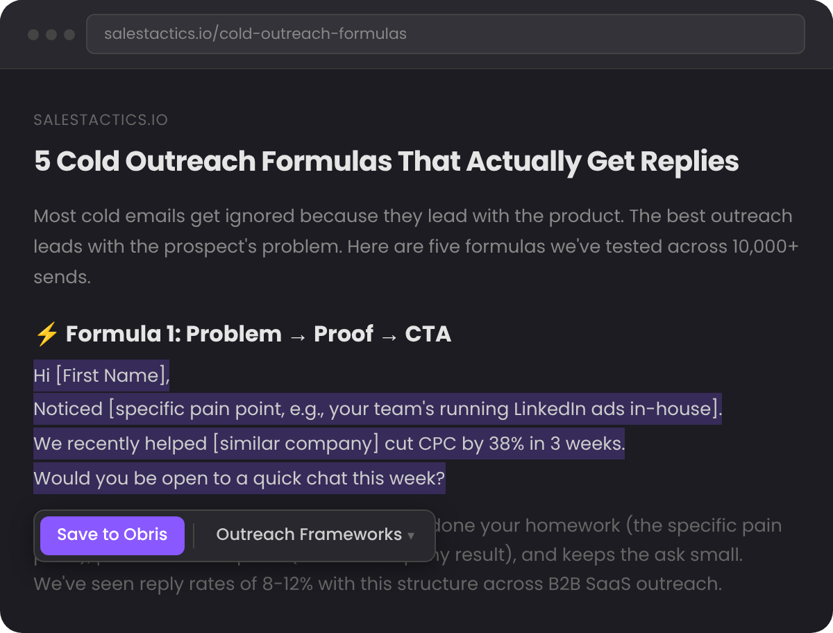 Highlighting and saving an article to Obris