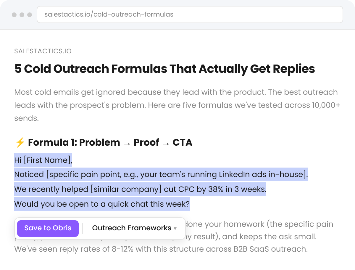 Highlighting and saving an article to Obris